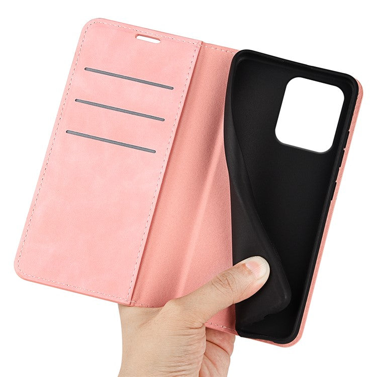 For Motorola Moto G75 5G Case Skin-Touch Leather Wallet Phone Cover - Pink
