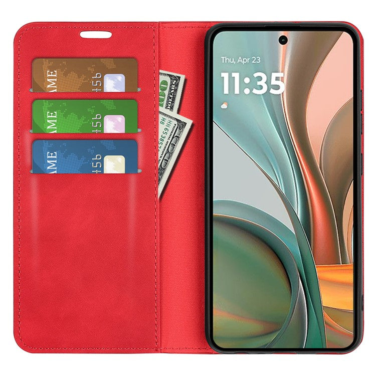 For Motorola Moto G75 5G Case Skin-Touch Leather Wallet Phone Cover - Red