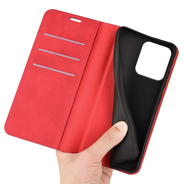 For Motorola Moto G75 5G Case Skin-Touch Leather Wallet Phone Cover - Red