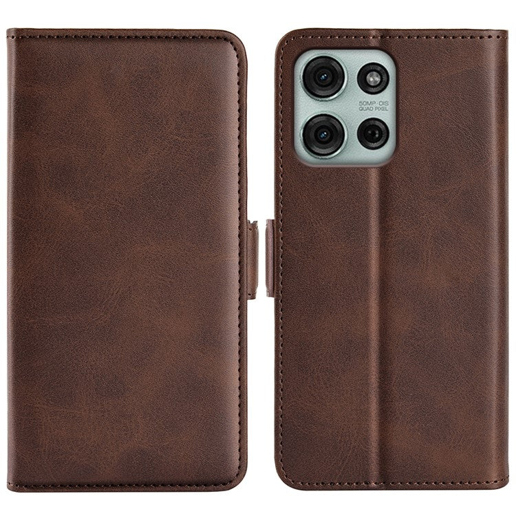 For Motorola Moto G75 5G Stand Case Calf Texture Leather Wallet Phone Cover - Brown