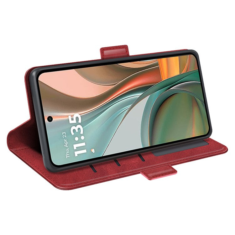 For Motorola Moto G75 5G Stand Case Calf Texture Leather Wallet Phone Cover - Red