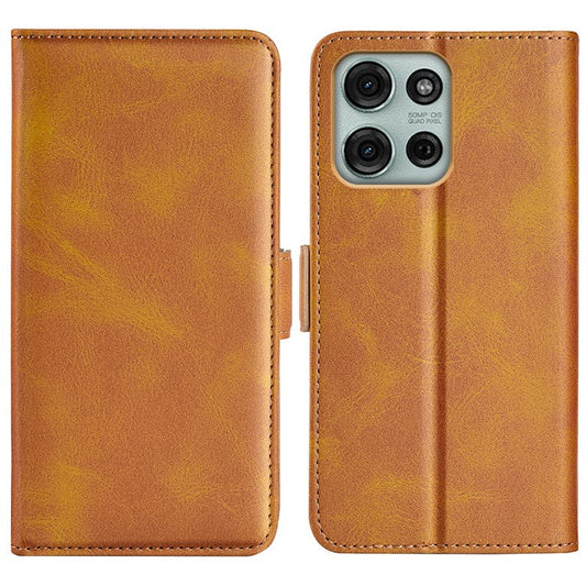 For Motorola Moto G75 5G Stand Case Calf Texture Leather Wallet Phone Cover - Yellow