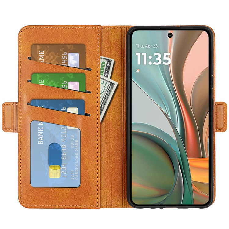 For Motorola Moto G75 5G Stand Case Calf Texture Leather Wallet Phone Cover - Yellow