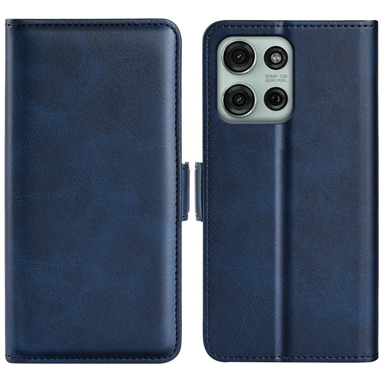 For Motorola Moto G75 5G Stand Case Calf Texture Leather Wallet Phone Cover - Blue
