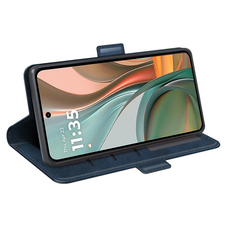 For Motorola Moto G75 5G Stand Case Calf Texture Leather Wallet Phone Cover - Blue