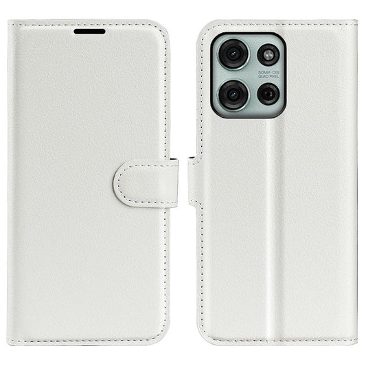 For Motorola Moto G75 5G Case Litchi Texture Shockproof Leather Wallet Phone Cover - White