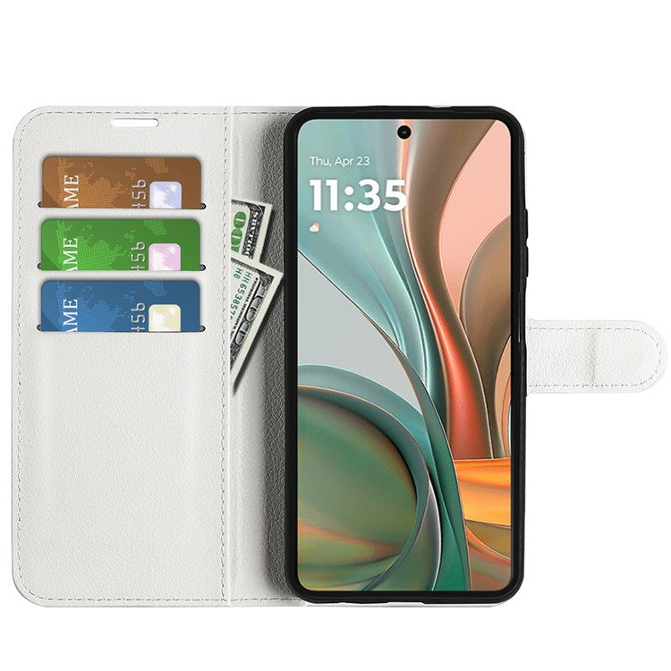 For Motorola Moto G75 5G Case Litchi Texture Shockproof Leather Wallet Phone Cover - White