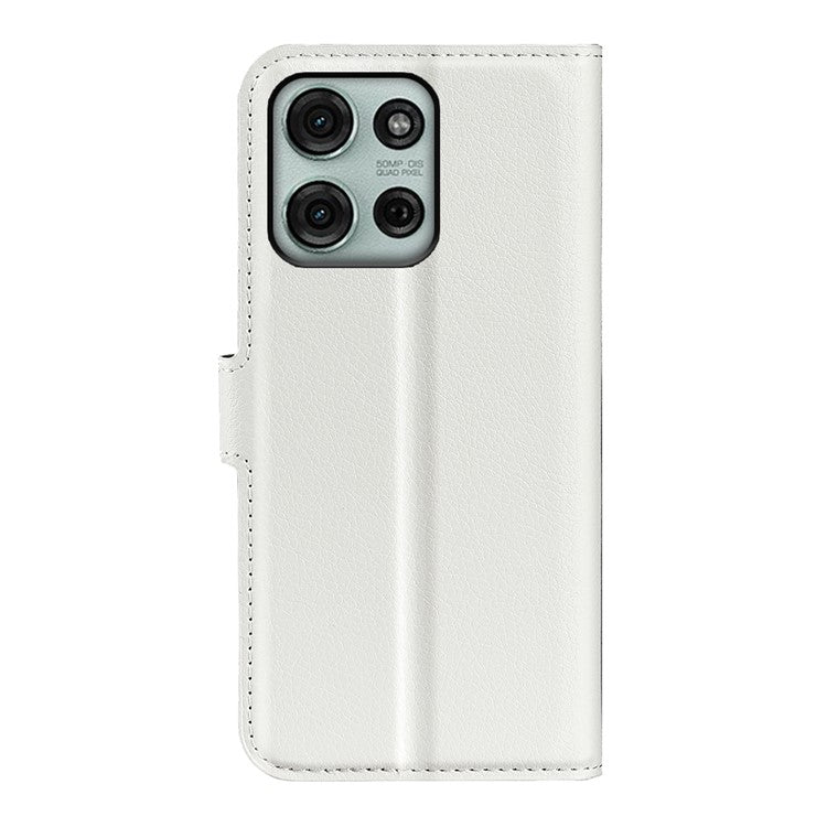 For Motorola Moto G75 5G Case Litchi Texture Shockproof Leather Wallet Phone Cover - White