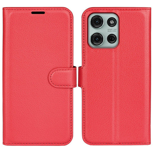 For Motorola Moto G75 5G Case Litchi Texture Shockproof Leather Wallet Phone Cover - Red