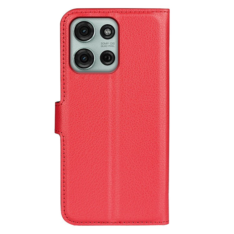 For Motorola Moto G75 5G Case Litchi Texture Shockproof Leather Wallet Phone Cover - Red