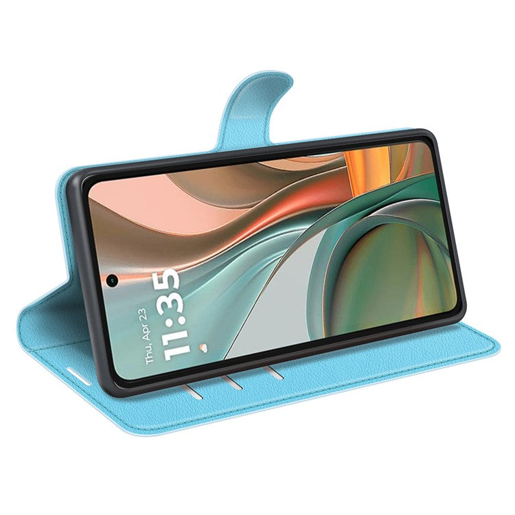 For Motorola Moto G75 5G Case Litchi Texture Shockproof Leather Wallet Phone Cover - Blue