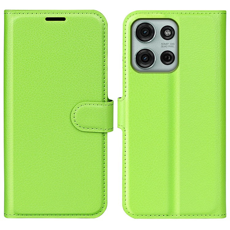 For Motorola Moto G75 5G Case Litchi Texture Shockproof Leather Wallet Phone Cover - Green