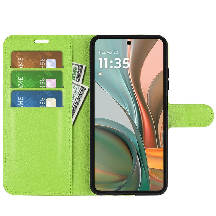 For Motorola Moto G75 5G Case Litchi Texture Shockproof Leather Wallet Phone Cover - Green
