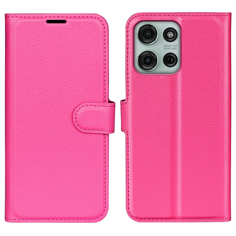For Motorola Moto G75 5G Case Litchi Texture Shockproof Leather Wallet Phone Cover - Rose