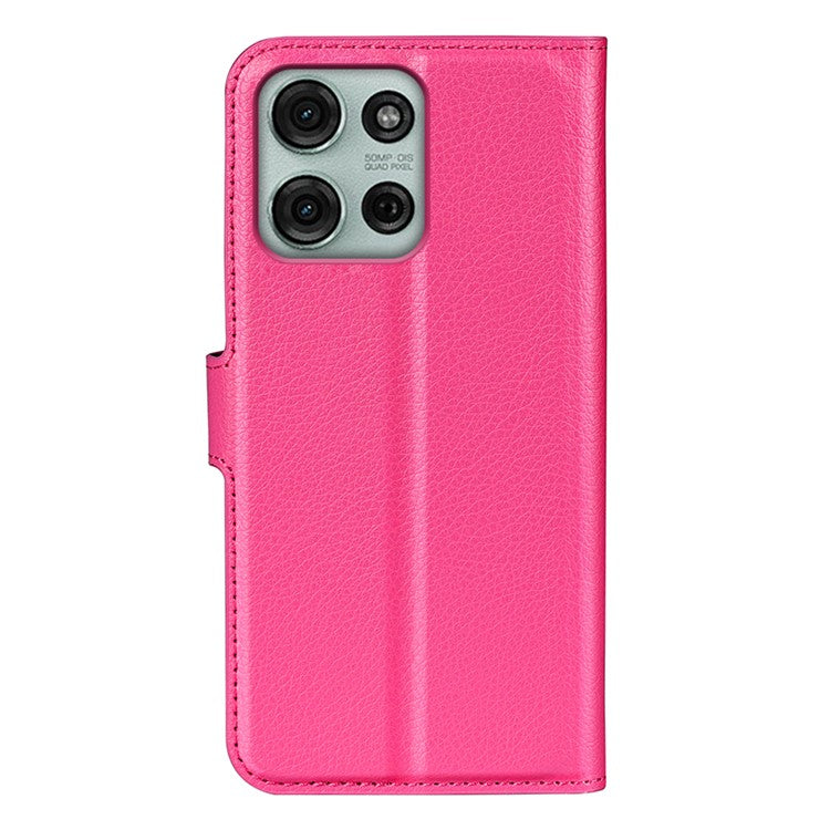 For Motorola Moto G75 5G Case Litchi Texture Shockproof Leather Wallet Phone Cover - Rose