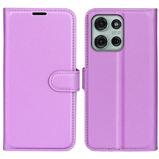 For Motorola Moto G75 5G Case Litchi Texture Shockproof Leather Wallet Phone Cover - Purple