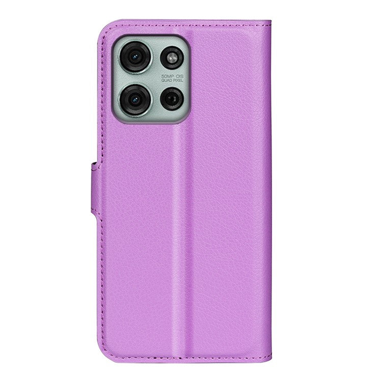 For Motorola Moto G75 5G Case Litchi Texture Shockproof Leather Wallet Phone Cover - Purple