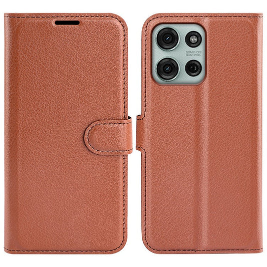 For Motorola Moto G75 5G Case Litchi Texture Shockproof Leather Wallet Phone Cover - Brown
