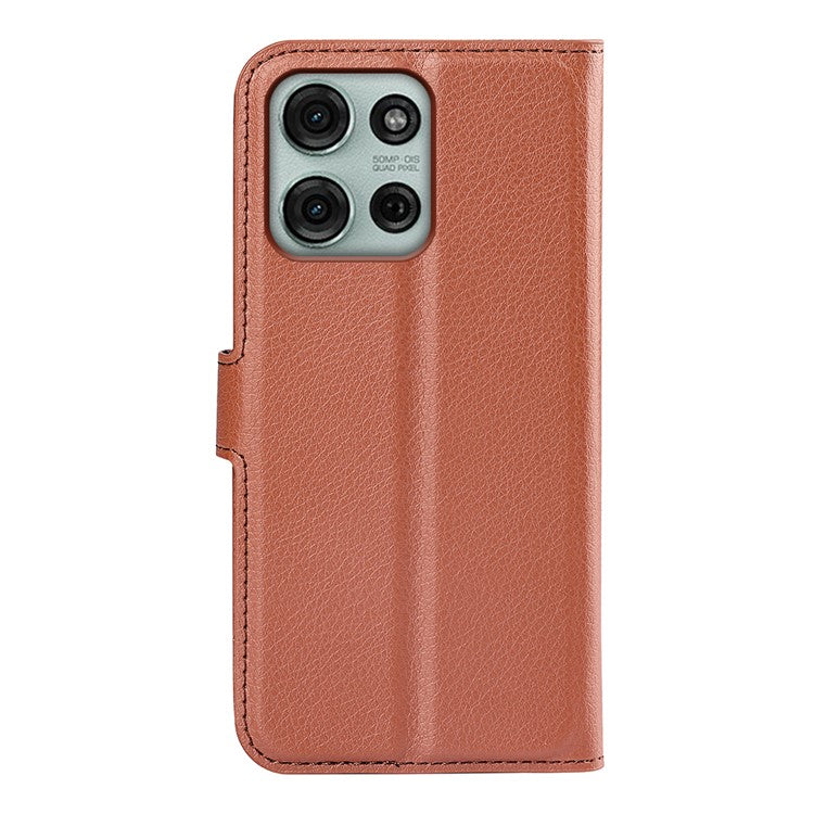 For Motorola Moto G75 5G Case Litchi Texture Shockproof Leather Wallet Phone Cover - Brown