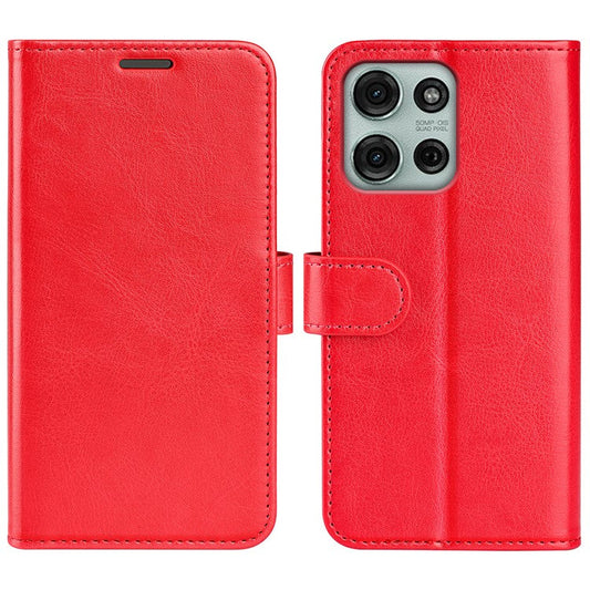 For Motorola Moto G75 5G Wallet Case Crazy Horse Texture Stand Leather Phone Cover - Red