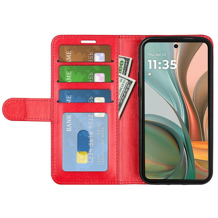 For Motorola Moto G75 5G Wallet Case Crazy Horse Texture Stand Leather Phone Cover - Red