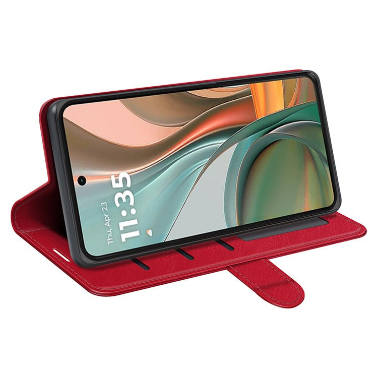 For Motorola Moto G75 5G Wallet Case Crazy Horse Texture Stand Leather Phone Cover - Red