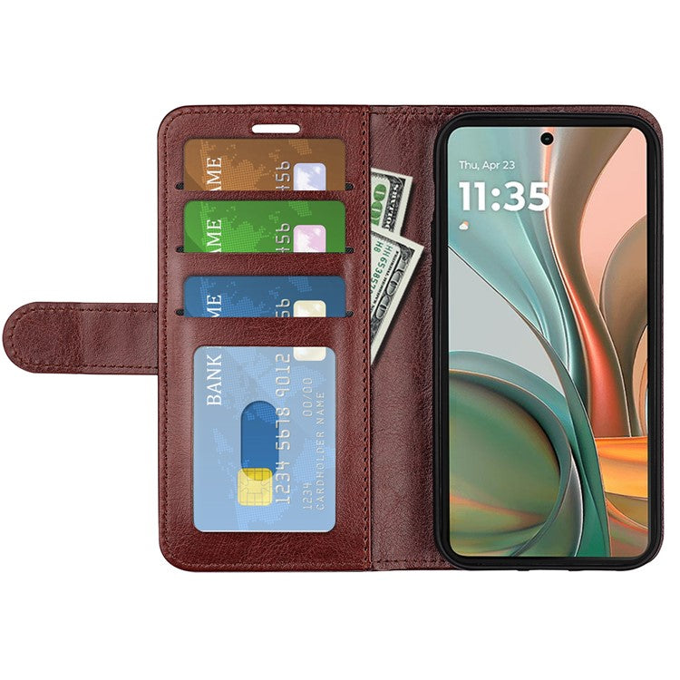 For Motorola Moto G75 5G Wallet Case Crazy Horse Texture Stand Leather Phone Cover - Brown