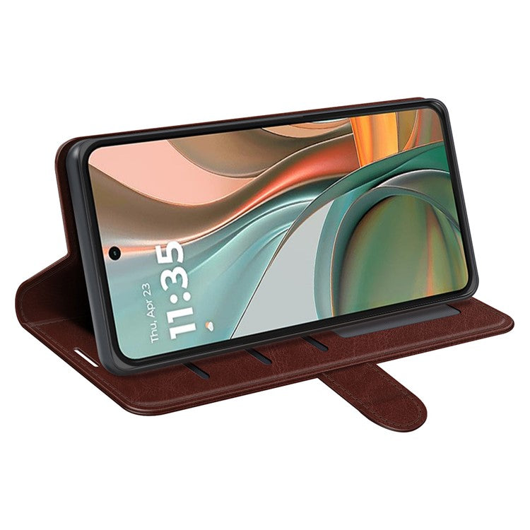 For Motorola Moto G75 5G Wallet Case Crazy Horse Texture Stand Leather Phone Cover - Brown