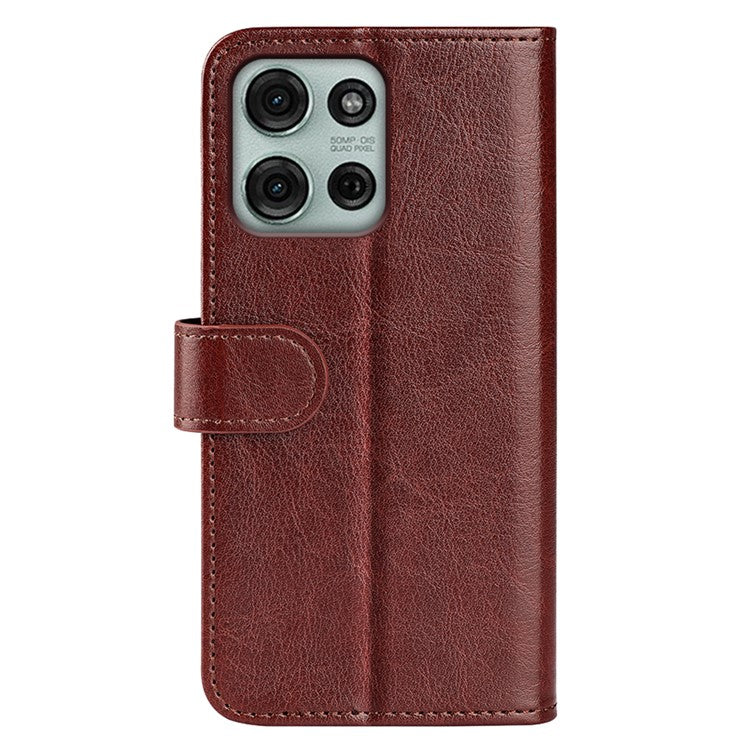 For Motorola Moto G75 5G Wallet Case Crazy Horse Texture Stand Leather Phone Cover - Brown