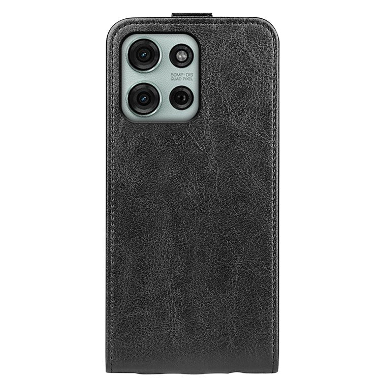 For Motorola Moto G75 5G Case with Card Slots Vertical Flip Leather Phone Cover - Black
