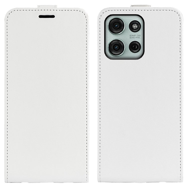 For Motorola Moto G75 5G Case with Card Slots Vertical Flip Leather Phone Cover - White