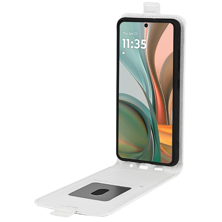 For Motorola Moto G75 5G Case with Card Slots Vertical Flip Leather Phone Cover - White