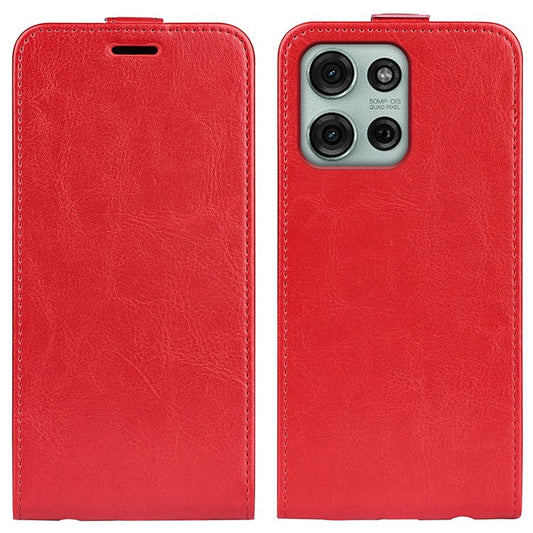 For Motorola Moto G75 5G Case with Card Slots Vertical Flip Leather Phone Cover - Red