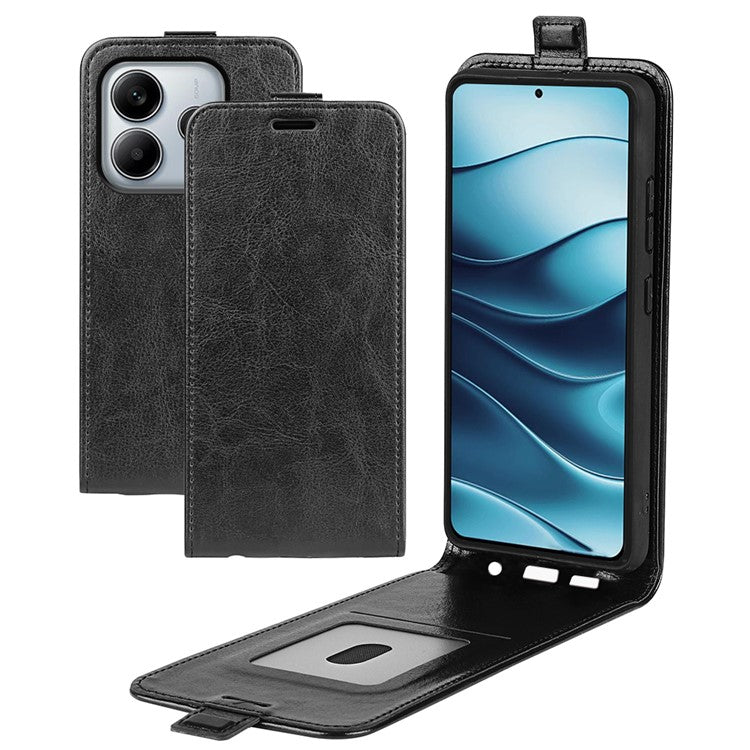 For Xiaomi Redmi Note 14 5G Case with Card Slots Vertical Flip Leather Phone Cover - Black