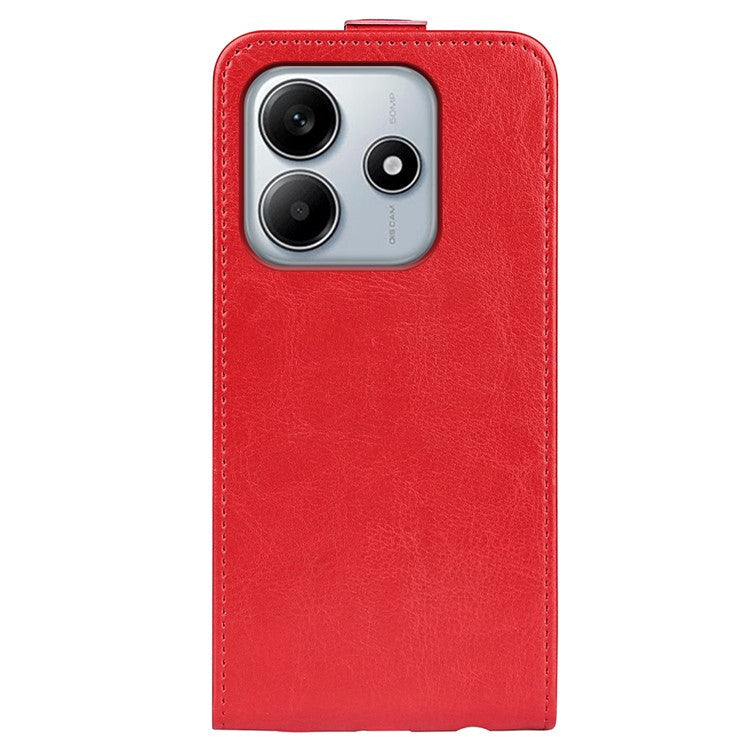 For Xiaomi Redmi Note 14 5G Case with Card Slots Vertical Flip Leather Phone Cover - Red