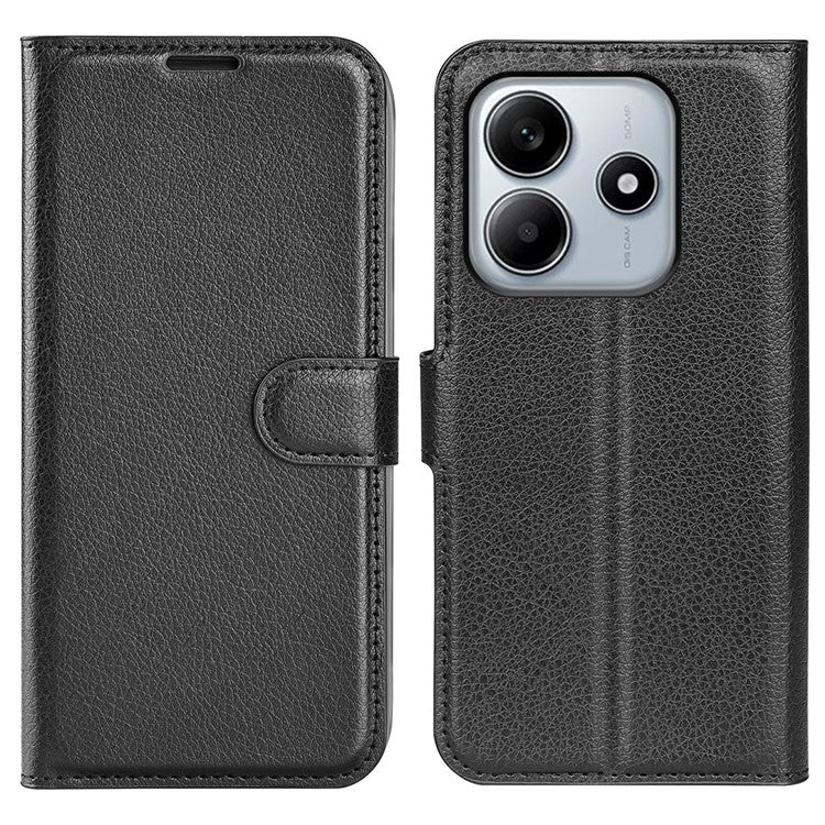 For Xiaomi Redmi Note 14 5G Case Litchi Texture Shockproof Leather Wallet Phone Cover - Black
