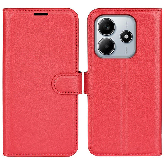 For Xiaomi Redmi Note 14 5G Case Litchi Texture Shockproof Leather Wallet Phone Cover - Red