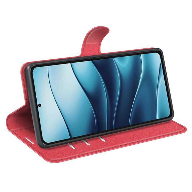 For Xiaomi Redmi Note 14 5G Case Litchi Texture Shockproof Leather Wallet Phone Cover - Red