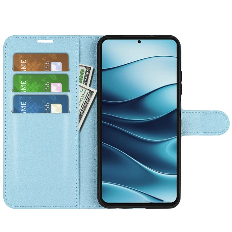 For Xiaomi Redmi Note 14 5G Case Litchi Texture Shockproof Leather Wallet Phone Cover - Blue