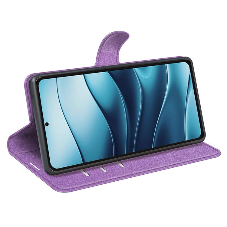For Xiaomi Redmi Note 14 5G Case Litchi Texture Shockproof Leather Wallet Phone Cover - Purple