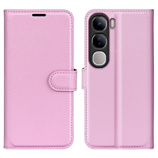 For vivo V40 Lite 5G Case Litchi Texture Shockproof Leather Wallet Phone Cover - Pink