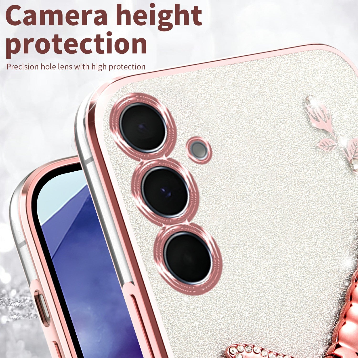 KADEM For Samsung Galaxy A16 5G  /  4G Case Dragonfly Kickstand TPU Flowers Glitter Phone Cover - Blue
