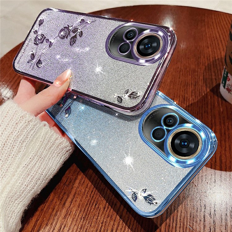 KADEM For Huawei nova 13 Case Flower Pattern TPU Gradient Phone Cover with Lanyards - Purple