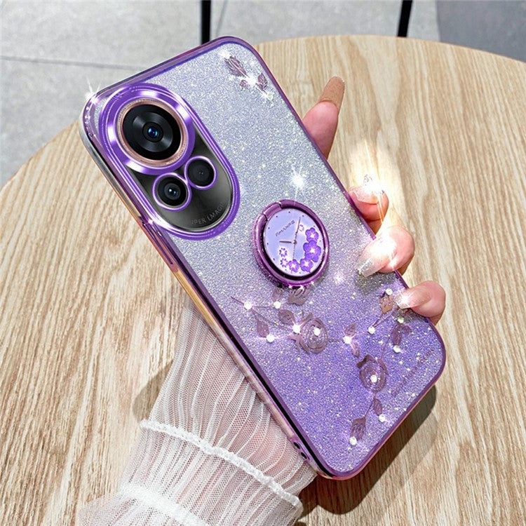 KADEM For Huawei nova 13 Case Ring Kickstand TPU Flowers Phone Cover Gradient Glitter - Purple