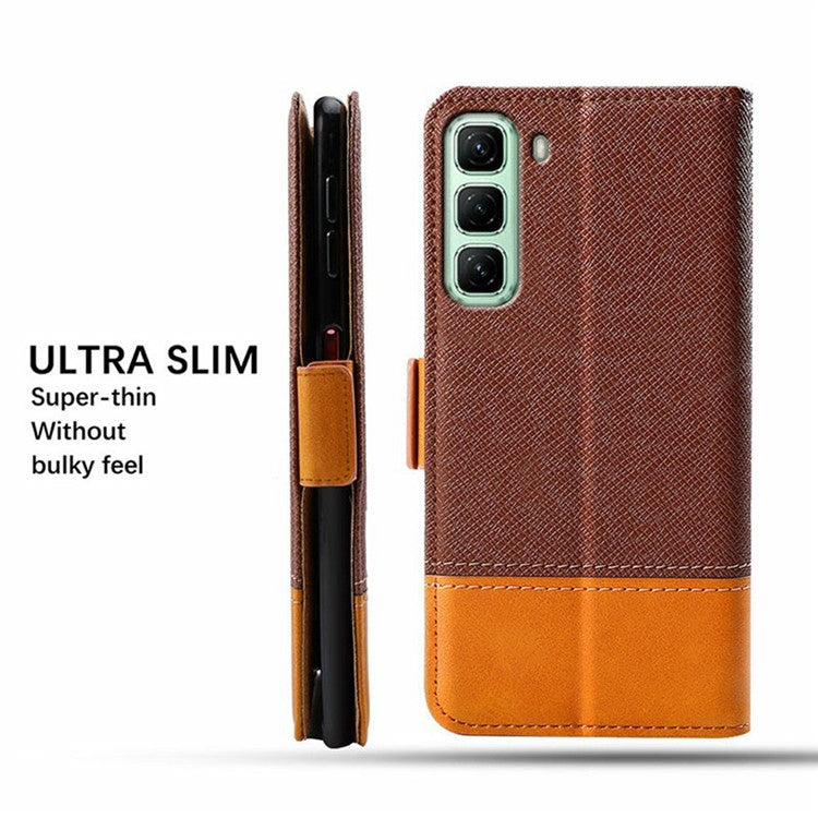 For Infinix Hot 50 4G Case Color Splicing PU Leather Wallet Phone Cover - Black