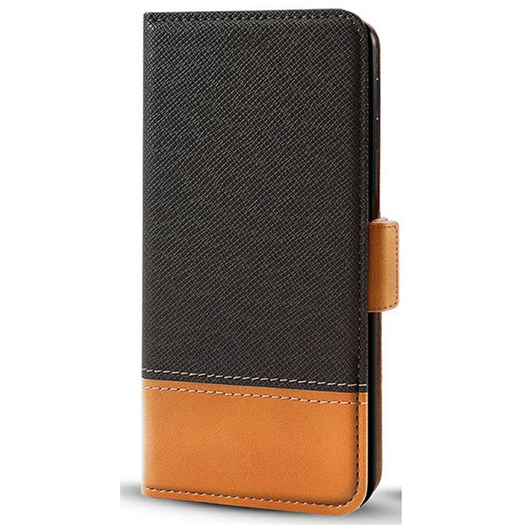 For Infinix Hot 50 4G Case Color Splicing PU Leather Wallet Phone Cover - Black