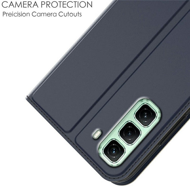 For Infinix Hot 50 4G Case PU Leather Phone Cover with Card Holder Stand Magnetic Closure - Blue