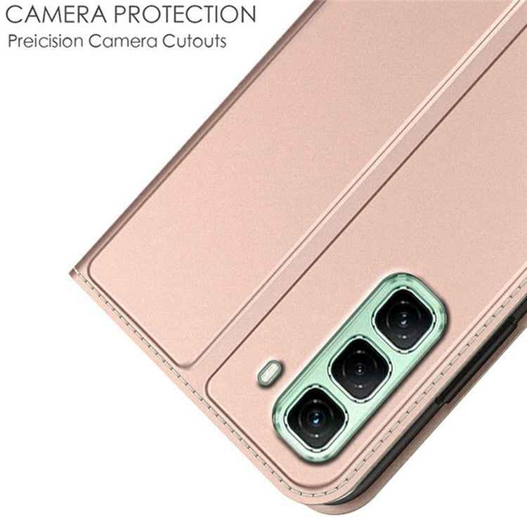 For Infinix Hot 50 4G Case PU Leather Phone Cover with Card Holder Stand Magnetic Closure - Rose Gold