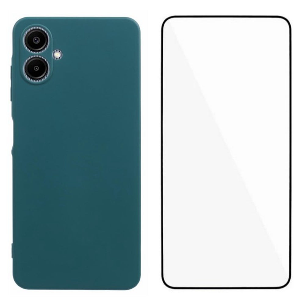 WANLONFENG RB2 Series for Samsung Galaxy A06 Case TPU Phone Cover with Screen Protector - Army Green