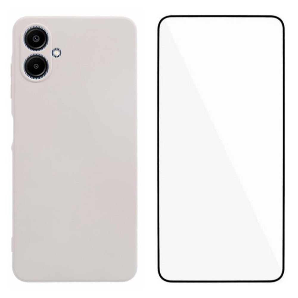 WANLONFENG RB2 Series for Samsung Galaxy A06 Case TPU Phone Cover with Screen Protector - White
